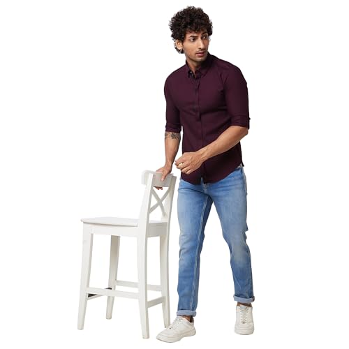 Image of Spykar Men's Regular Fit N /A Full Sleeve Solid Casual Shirts
