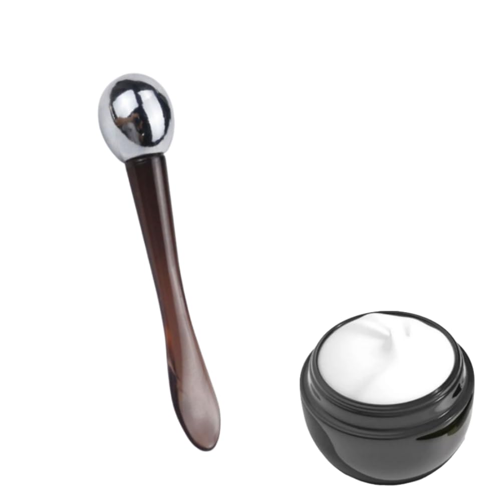 2Pcs Eye Cream Applicator, Brown ABS Zinc Alloy Massage Scoop Roller Double Side Lotion Stick Skin Care Tools for Women - Image 3