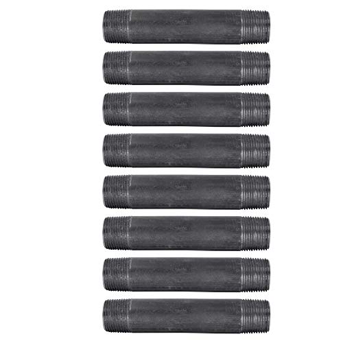 Pipe Decor 3/4” x 5” Malleable Cast Iron Pipe, Pre Cut, Industrial Steel