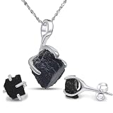 Real raw tourmaline jewelry set with...