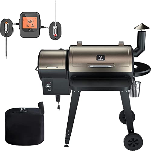Z GRILLS 450A Pro Outdoor BBQ Holzpelletgrill & Smoker mit kabellosem Fleischsonde-Thermometer, 450 m² im Kochbereich (Regenschutz im Lieferumfang enthalten) Cover