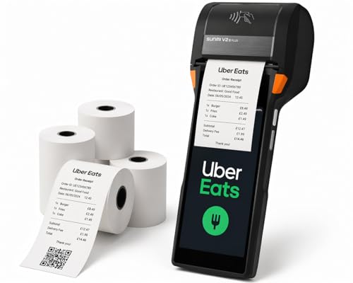 Papier thermique 80x50mm anti-bourrage pour Sunmi V2S Plus et reçus Uber Eats lisibles