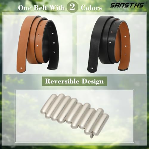 SANSTHS Skinny Reversible Belts for Women, Two-in-one Women Thin Belt for Dresses Jeans Pants with Gold Buckle