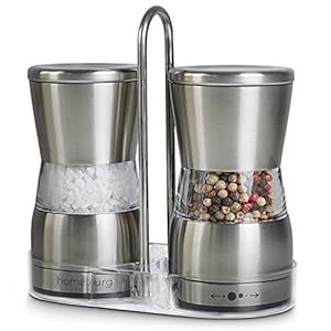 homeburg Zout- en pepermolen, set van 2, handmatig met verstelbaar keramisch maalwerk, kruidenmolens (zonder inhoud…