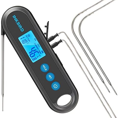 Inkbird Fleischthermometer Kabellos IHT-2PB, USB Wiederaufladbar Fleischthermometer Bluetooth mit 2 Externe Sonde, Magnetisch Bratenthermometer Küchenthermometer zum Grillen Cover