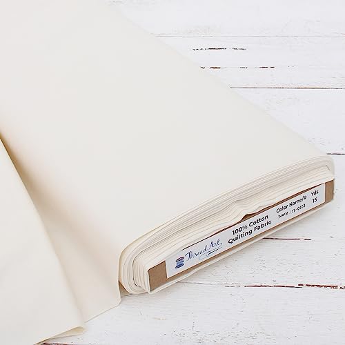 ThreadArt Premium Cotton Quilting Fabric Sold by The Yard - Ivory - 44