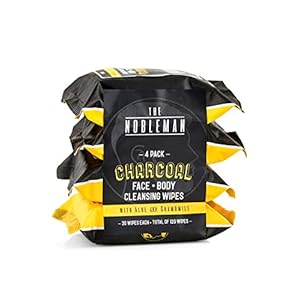 Men’s Charcoal Face + Body Cleansing Wipes – 4 Pack (120ct)