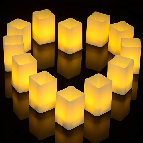 Ymenow - Juego de 12 velas LED sin llama de tamaño mediano, funcionan con pilas, para casa, boda, festival, decoración - blanco cálido Cover