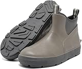 CKWLXQY Men's Deck Boots, Waterproof Ankle Rain Boots with Anti-Slip Traction, Rubber Garden & Fishing Boots for Boating, Camping, Farming & Outdoor Work