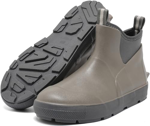 CKWLXQY Men's Deck Boots, Waterproof Ankle Rain Boots with Anti-Slip Traction, Rubber Garden & Fishing Boots for Boating, Camping, Farming & Outdoor Work