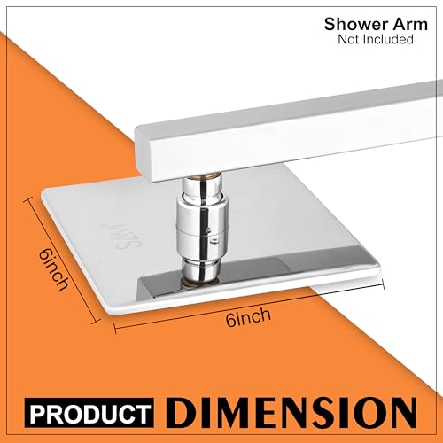 Image of SAM Shower Slim High Pressure Rainfall Showerhead Without Arm for bathroom (Soft Square, 6 * 6)