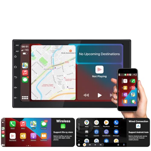 【Autoradio Android】: controllo touch screen a pieno funzionamento, veloce e reattivo, supporta la riproduzione di film 1080P e garantisce una migliore esperienza visiva. Include telecamera posteriore HD + microfono aggiuntivo (migliora la capacità delle persone di ascoltarti durante il telefono del veicolo).