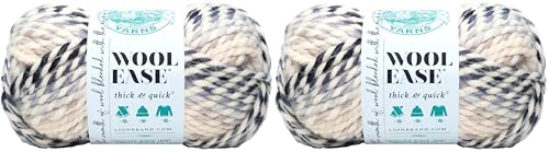 Image of Lion Brand Yarn Wool-Ease Thick & Quick Yarn, Soft and Bulky Yarn for Knitting, Crocheting, and Crafting, 1 Skein, Moonlight (Pack of 2)