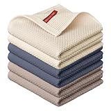 Artoid Mode 100% Cotton Beige Brown Dark Grey Waffle Weave Kitchen Dish Cloths, 12x12 Inch Ultra Soft Absorbent Quick Drying Kitchen Dish Towels Set of 6, Multicolor