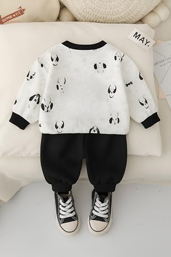 Image of Googo Gaaga Printed Kids Boys Cotton Sweatshirt with Solid Joggers