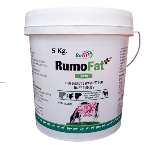 Image of REFIT ANIMAL CARE Rumen Bypass Fat Powder for Cows, Buffalo, Goat, Cattle and Other Dairy Farm Animals 5 Kg, RumoFat+