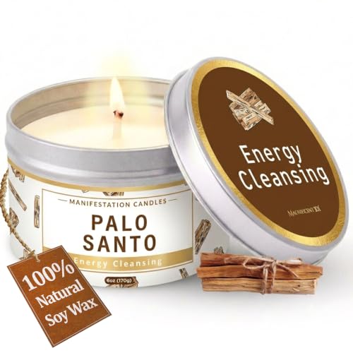 Magnificent 101 Palo Santo Tin Candle for Energy Cleansing, 6oz