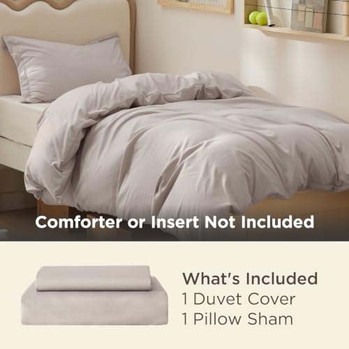 Image of Bedsure Twin /Twin XL Duvet Cover, Soft Double Brushed Bedding Set, Taupe | For Kids & Adults, 68 inchx90 inch Comforter Cover, Hotel Luxury, All Season, Breathable, Easy Care, Lightweight, Zipper Closure