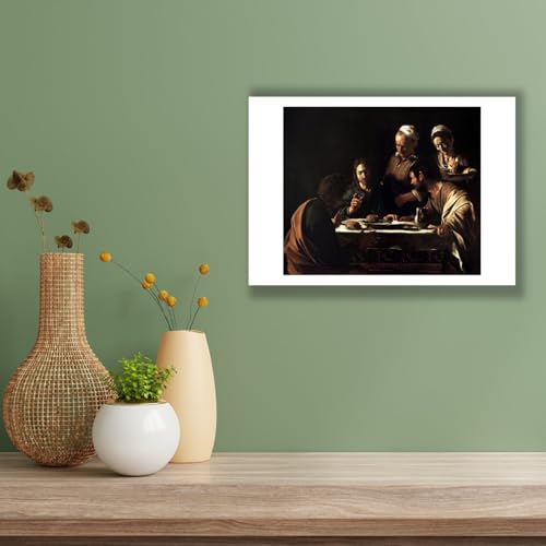 Caravaggio Souper à Emmaüs impression d'art mate pour décoration salon chic