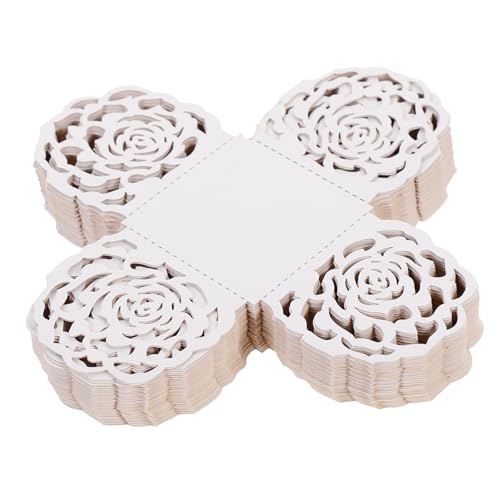 TOYANDONA 50 Piezas Unidades Bandejas para Chocolate de Papel Hueco con Diseño de Encaje para Envolver Bombones y Trufas Bandejas Separadoras para Dulces y para Bodas y Fiestas Color Blanco