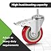 Swivel Stem Casters, Heavy Duty Double-Locking Castors with Red PU Wheels Quiet and No Marking with Metric Thread M10-1.5x25mm Heavy Load Wheels Casters Pack of 4