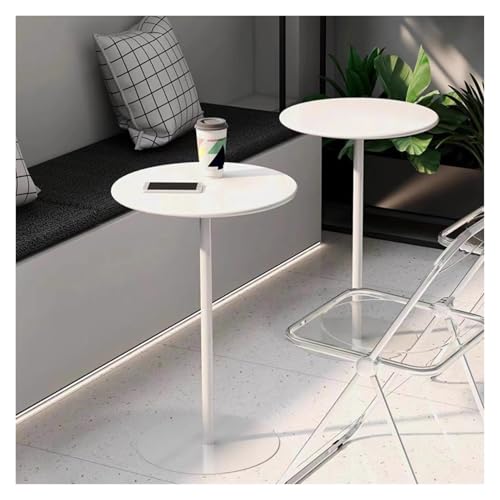Failjierue Juego De 2 Mesas De Centro Redondas Pequeñas De Hierro para Bistró Clásico, Mesa Auxiliar Redonda para Sofá, Ideal para Espacios Pequeños, Dormitorio, Sala De Estar Y Balcón(40x72cm)