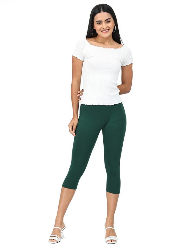 Image of Robinbosky Premium Stretchable Cotton Capri Legging for Women | Suitable for Formal wear & Casual wear | High-End Elastic Makes. The Leggings Squat Proof and Durable for Travel, Yoga, & Workout.