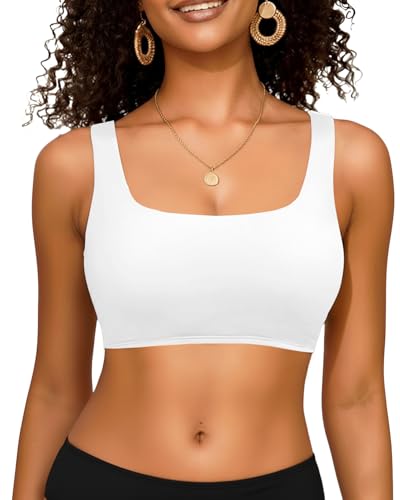 Image of Women Sport Bra Swimsuit Top - Swim Bra Bikini Top Only Scoop Neck Bathing Top 2025 Swimwear
