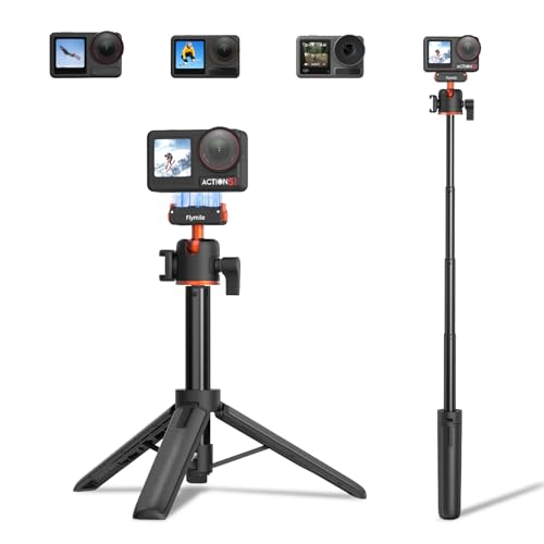 Image of BRDRC Action 5 Pro Tripod Accessories, 21 inch Extension Rod Mini Table Desk Selfie Stick Portable Handle Grip Quick Release Stand with Cold Shoe for DJI Osmo Action 5 Pro 4 3 Camera