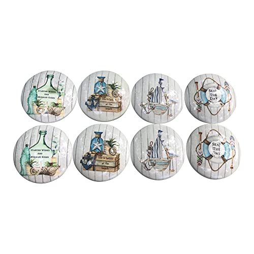 Twisted R Design Cabinet Knobs, Knobs For Kitchen Cabinets And Drawers, Matching Cabinet Knobs And Pulls With Brass Inserts, 1.5" Round Dresser Knobs (Set Of 8 Coastal Breeze Wood Cabinet Knobs) #TOP16