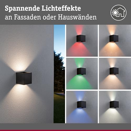 Paulmann 94847 LED Outdoor Wall luminaire Cybo IP44 2x2.5W 2x150lm dimmable 100x100mm Anthracite Aluminium RGBW - Image 4