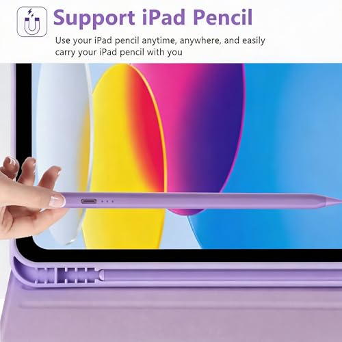 Image of MMK for iPad 11th 10th Generation Case with Keyboard (2022, 10.9 inch), Wireless Detachable Keyboard, Pencil Holder for iPad 11 inch (A16 2025), 10th Gen (10.9 Inch 2022) (Purple New)