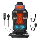 comrelax Massage Seat Cushion with Heat, Adjustable Neck Support, Breathable Lumbar Comfort, Gentle Vibration Back Massager for Office & Home Chair, Relaxation Gift