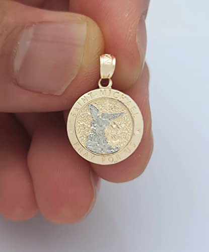 10K Yellow Gold Saint Michael The Archangel Pendant Charm St. Michael Medal Small4