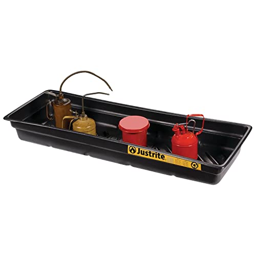 Image of Justrite 28715 EcoPolyBlend Polyethylene Spill Tray, 46 inch Width x 5-1 /2 inch Height x 16 inch Depth, Green, 46 inch W x 5-1 /2 inch H x 16 inch D