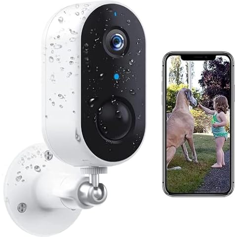 LAXIHUB Security Camera WiFi, 1080P HD Rechargeable Battery for Home, IP65 Weather-Resistant 2-Way Audio Night Vision Alarm Message Motion Detection(GO1) Cover