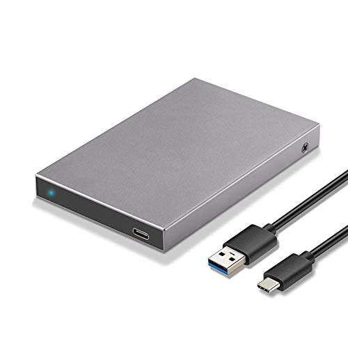 SSK Aluminiowa obudowa 2,5 cala USB-C-SATA do zewnętrznej obudowy dysków twardych, szybka obudowa adaptera do zewnętrznych dysków twardych typ C do 7 mm i 9,5 mm 2,5 cala SATA I II III