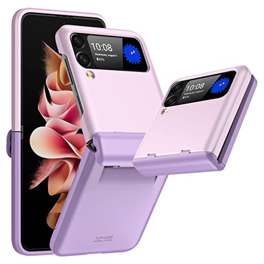 Vizvera Capa para Samsung Galaxy Z Flip 3 com proteção de dobradiça (2021) Capa protetora flip z 3 - Capa de silicone completa à prova de choque - Roxo