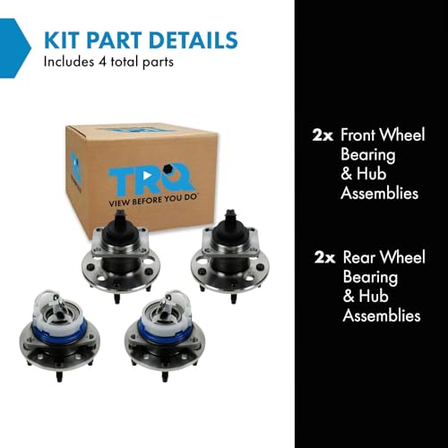 Image of TRQ 2 Piece Front Rear Wheel Bearing & Hub Assembly Set Compatible with 2004-2005 Chevrolet Classic 2001-2003 Malibu 1999-2004 Oldsmobile Alero 1999-2005 Pontiac Grand Am