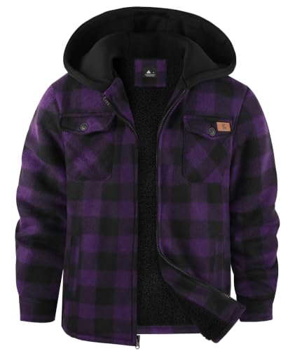 Image of ZITY Boys Flannel Jacket Sherpa Lined Zip Up Hoodie