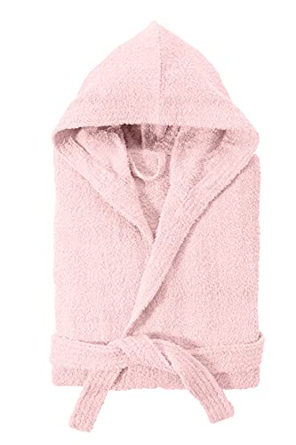 Baroni Home Bademantel aus Frottee mit Kapuze, Bademantel für Damen und Herren 100% Baumwolle, saugfähig und komfortabel, Rosa, L Cover