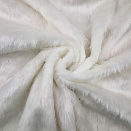 Plain Fun Faux Fur Fabric Material Bright White 1Mtr-150cmx100cm