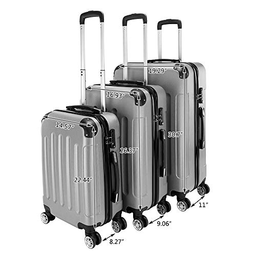 3 in 1 Luggage Set Suitcase Set, 3 Piece Portable ABS Trolley Case, Travel Luggage Sets, Lightweight ABS Luggage Suitcase, 360° Spinner Wheels Travel Set for Travel, Business (20/24/28 Inch)4
