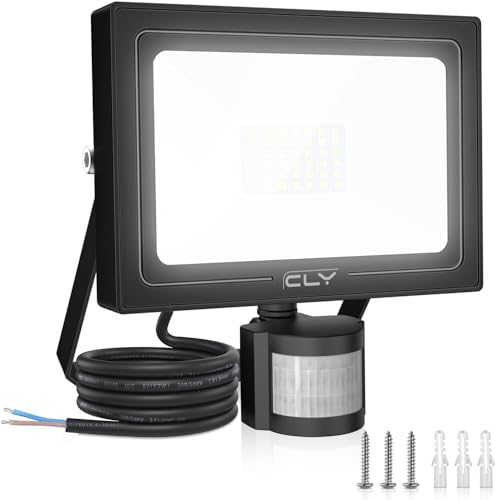 CLY Projecteur LED Détecteur de Mouvement 50W, 4700LM Spot LED Extérieur Étanche IP66 Projecteur Exterieur 6500K Blanc Froid Éclairage Exterieur avec...