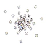 Beadthoven 50pcs 4mm Square Montee Beads Grade A Rhinestone Beads 4 Holes with Brass Findings for Making Bracelets Necklaces Rings, Hole: 1mm (Crystal AB Color)