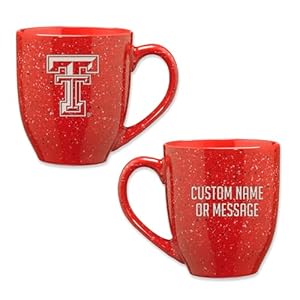 Rico Industries NCAA Texas Tech Red Raiders Red Personalized 16 oz Team Color Laser Engraved Speckled Ceramic Coffee Mug