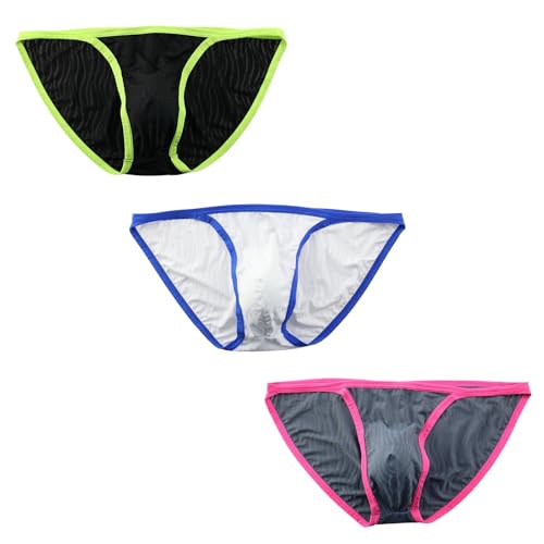 Gogobear Men's Sexy Briefs Low Waist Bikini Underwear Bugle Pouch High Split Panties Soft Breathable Underpants