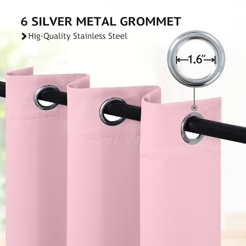 Image of COSVIYA Grommet Room Darkening Pink Curtains 63 inch Length for Bedroom | Light Blocking Insulated Thermal Curtains for Living Room, Blackout Thick Polyester Window Drapes,38x63 inches, 2 Panels