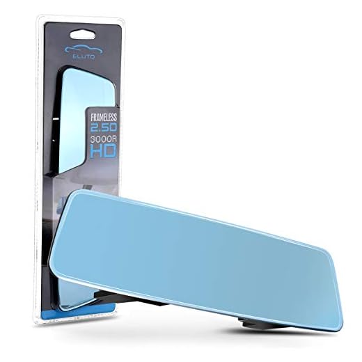 ELUTO Rear View Mirror Wide Angle Anti Glare Rearview Mirror Rimless Panoramic Curve Convex HD Blue Tints Rear View Mirror Clip On Original Mirror for Car SUV Van Truck 11"(280 mm)