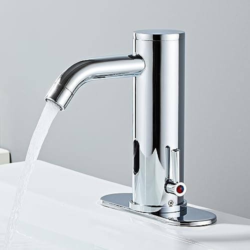 Llave comercial manos libres para lavabo moderno con placa de cubierta 3